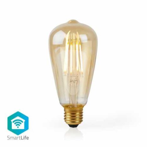 Bec WiFi Smart LED cu filament Nedis, E27, ST64, 5W, 500 lm